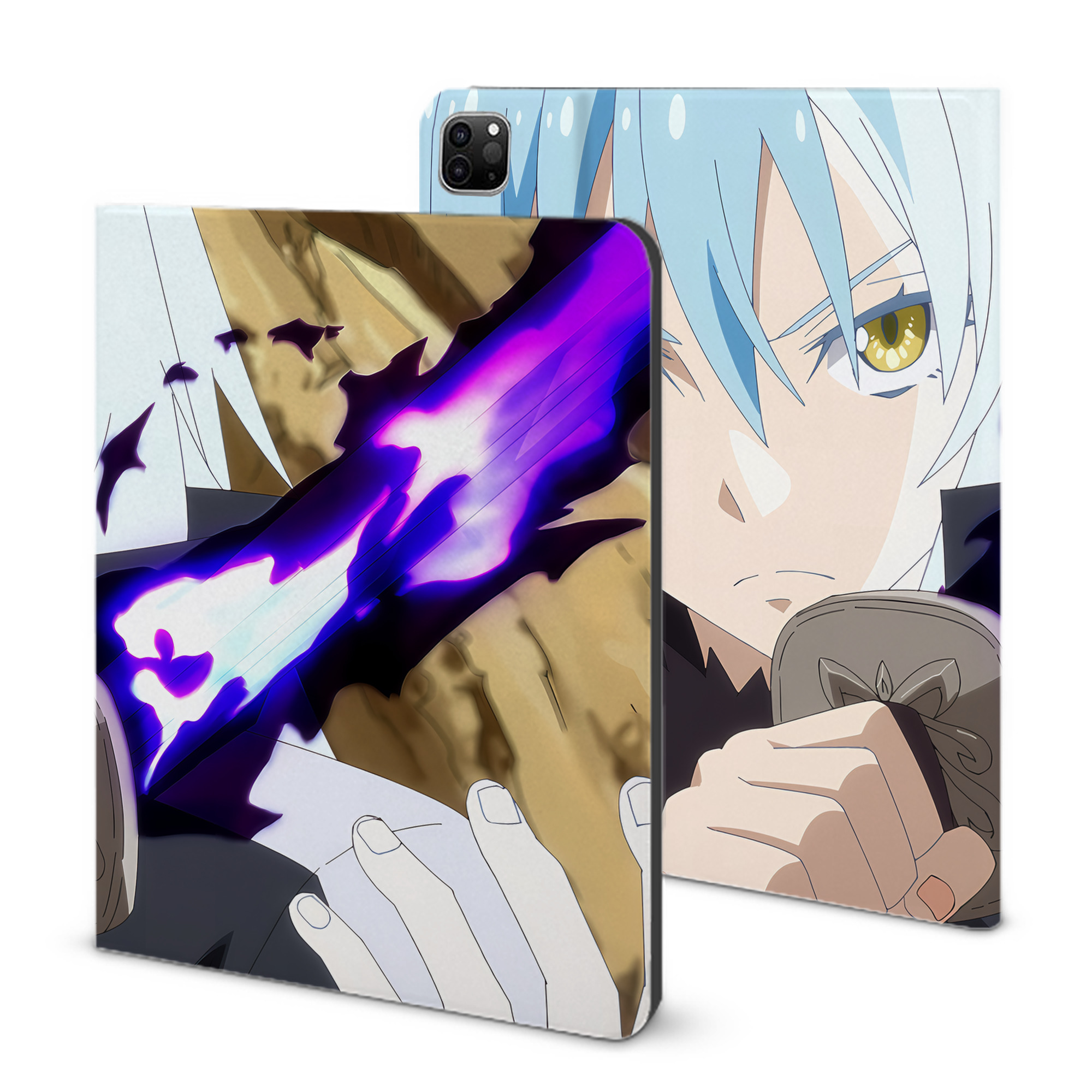 （画像用） 転スラ Regarding Reincarnated to Slime IPad ケース ブック型 PUレザー TPU 耐衝撃 軽量 薄型 ペン収納なし 全面保護 IPad 各モデル対応